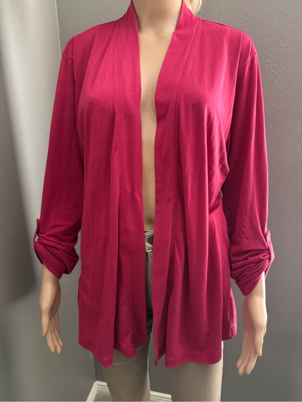 Columbia Open Front Tunic Cardigan - Berry